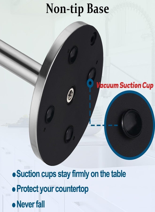 DAWNER Paper Towel Holder for Countertop, Easy One-Handed Tear, Stainless Steel, Weighted Base with Suction Cups, Non-Slip Paper Towel Stand for Kitchen, Bathroom, Brushed Nickel - Image 2